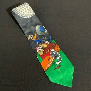 Vintage 1996 Looney Tune Silk Golf Tie Taz Daffy Duck